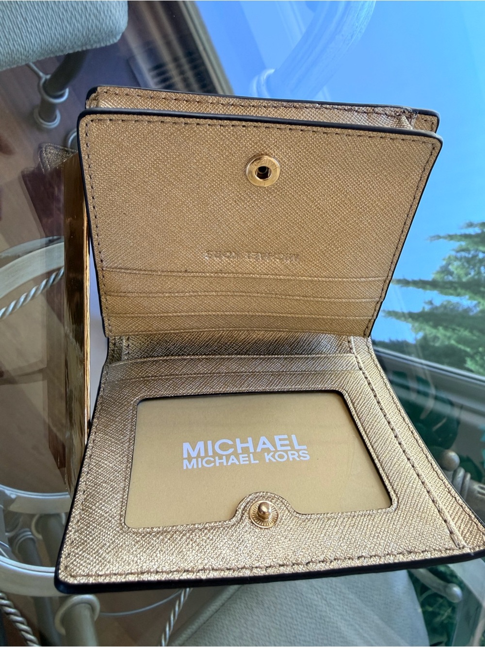 Michael Kors Shimmering Gold Card Wallet - Picture 2 of 6